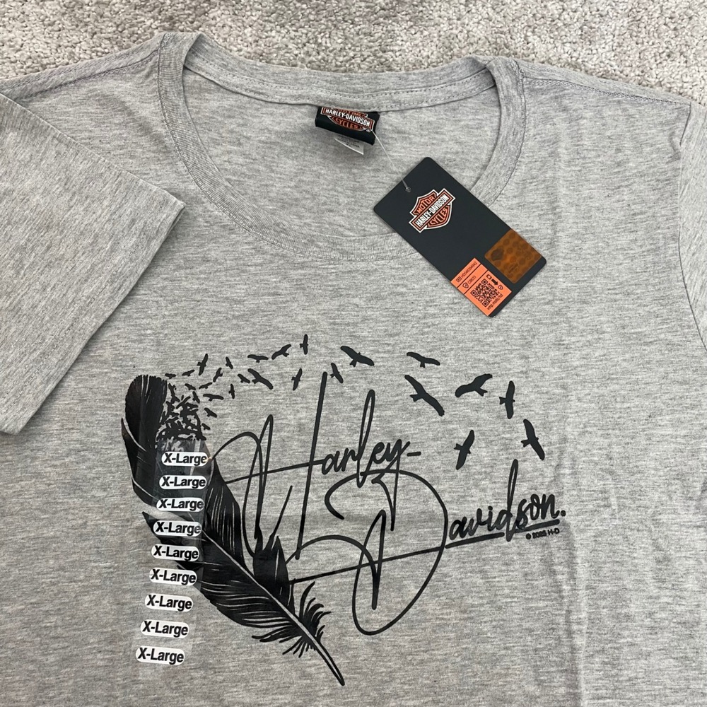 Harley Davidson T Shirt Womens Extra Large Biker Gray Graphic NWT